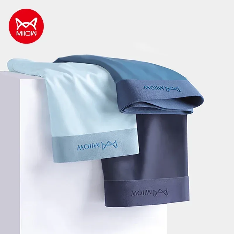 MiiOW Men Boxer Briefs Summer Ultra-thin Ice Silk Men's Underwear 3A Graphene Antibacterial Man Boxershort Seamless Male Panties