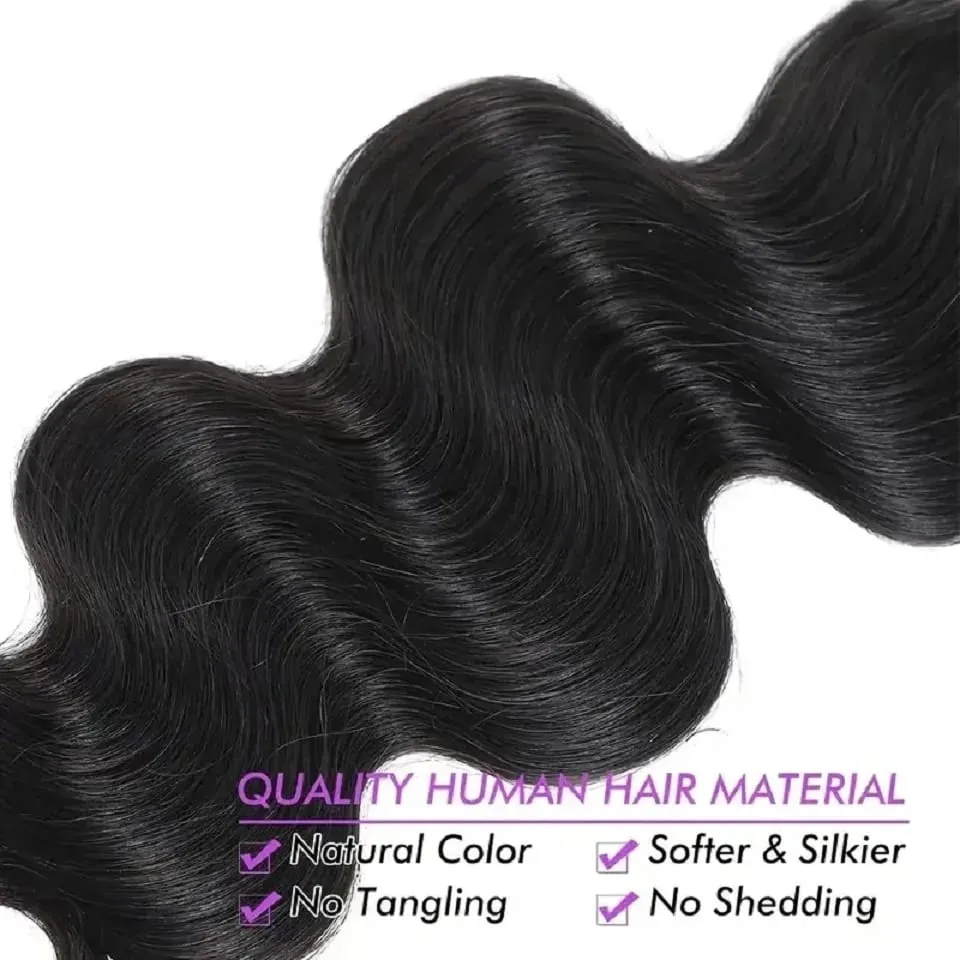 Body Wave Clip In Human Hair Extensions Full Head Brazilian Virgin Hair Clip on Hair Extension for Women 8 Pcs/Set 120Gram Weft — image 4