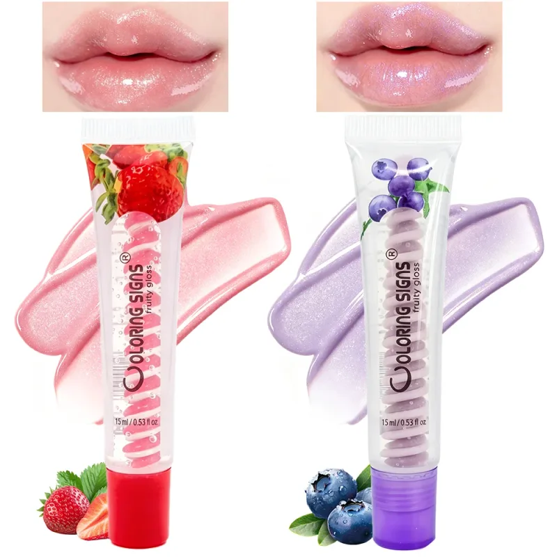 Fruity Lip Gloss Strawberry Blueberry Shiny Lip Oil Moisturizing Plumping Shimmer Lip Makeup Hydrating LipstickFor Girls — image 6