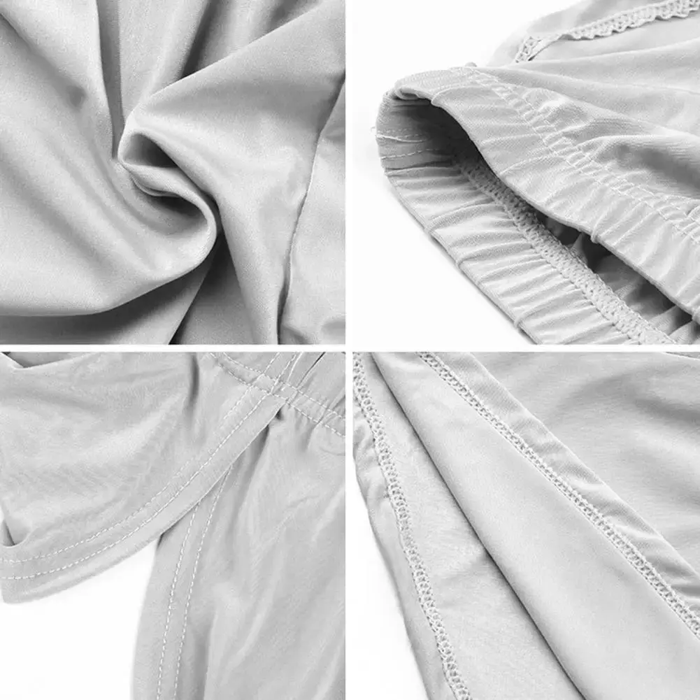 Homens cor sólida respirável shorts de cintura baixa calcinha elástica cintura lateral split gelo seda lounge shorts cuecas pijamas — image 10