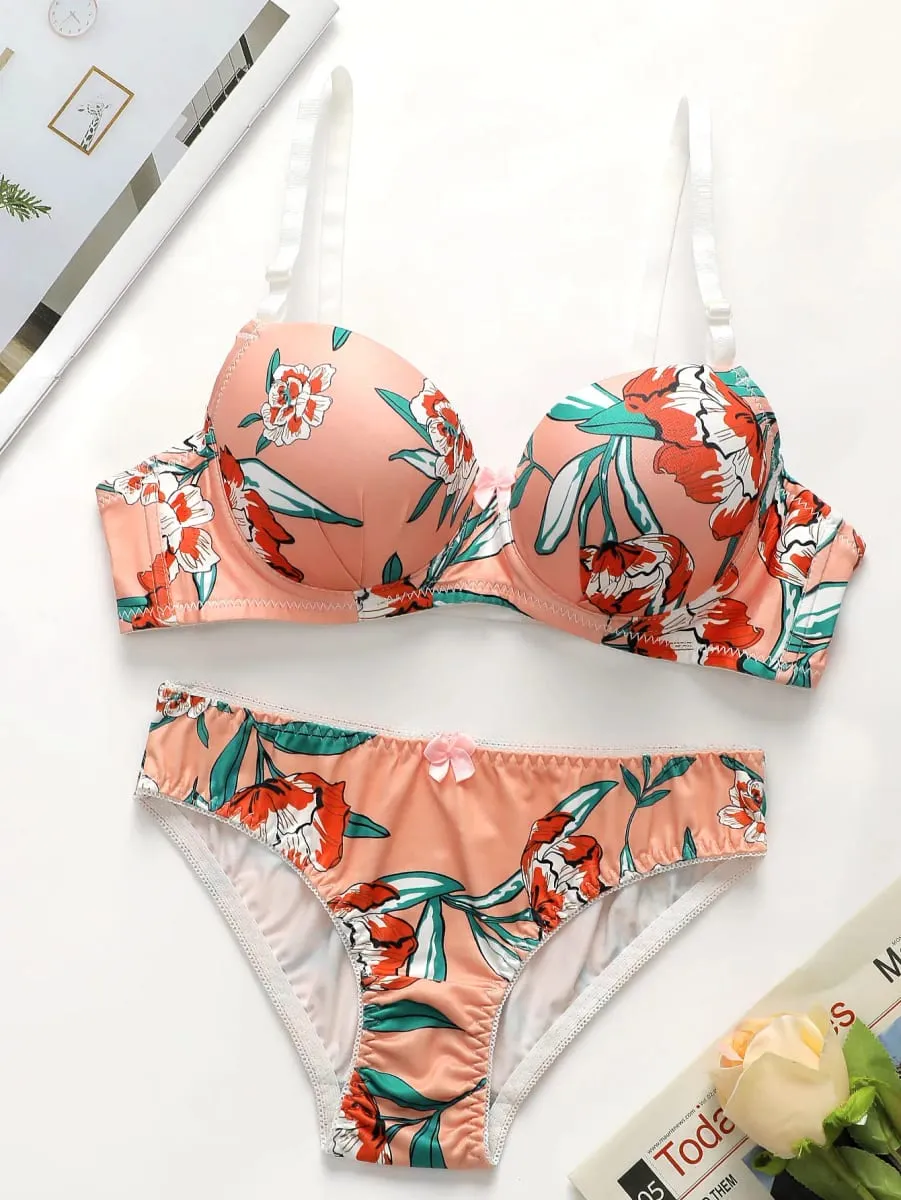 party print 2-piece braissere fashionable Island vacation pull up women's Lingerie bra with steel support sexy underwear A2138 — image 2