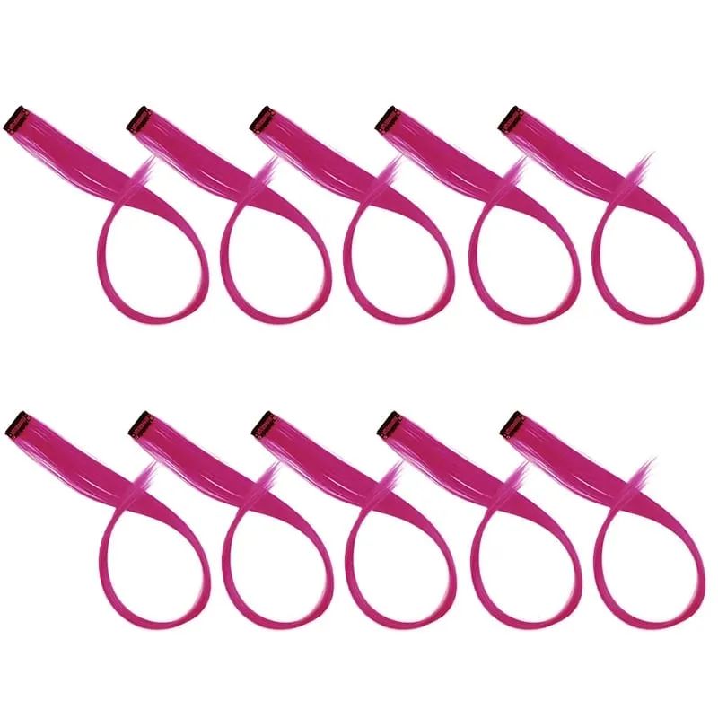 Synthetic 10pcs Colored Hair Synthetic Extensions Colorful Clip in Hair Long Straight Hair for Kids Girls Women — image 21