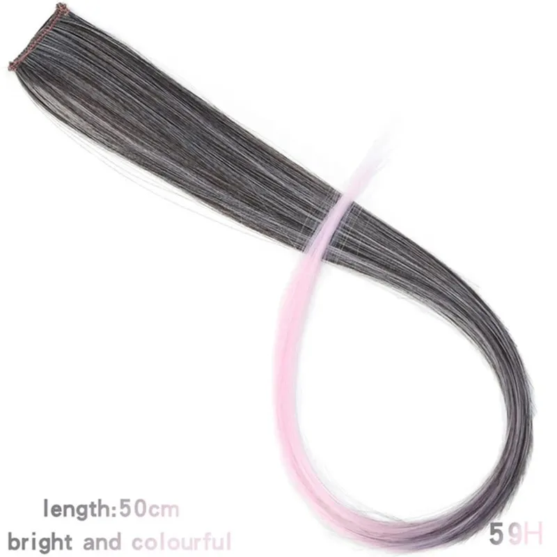 Synthetic Clip In One Pieces Colorful Hair Extensions Curly Synthetic Hair Pieces 18" Long Ombre Hair Pink Purple Red Blue — image 54