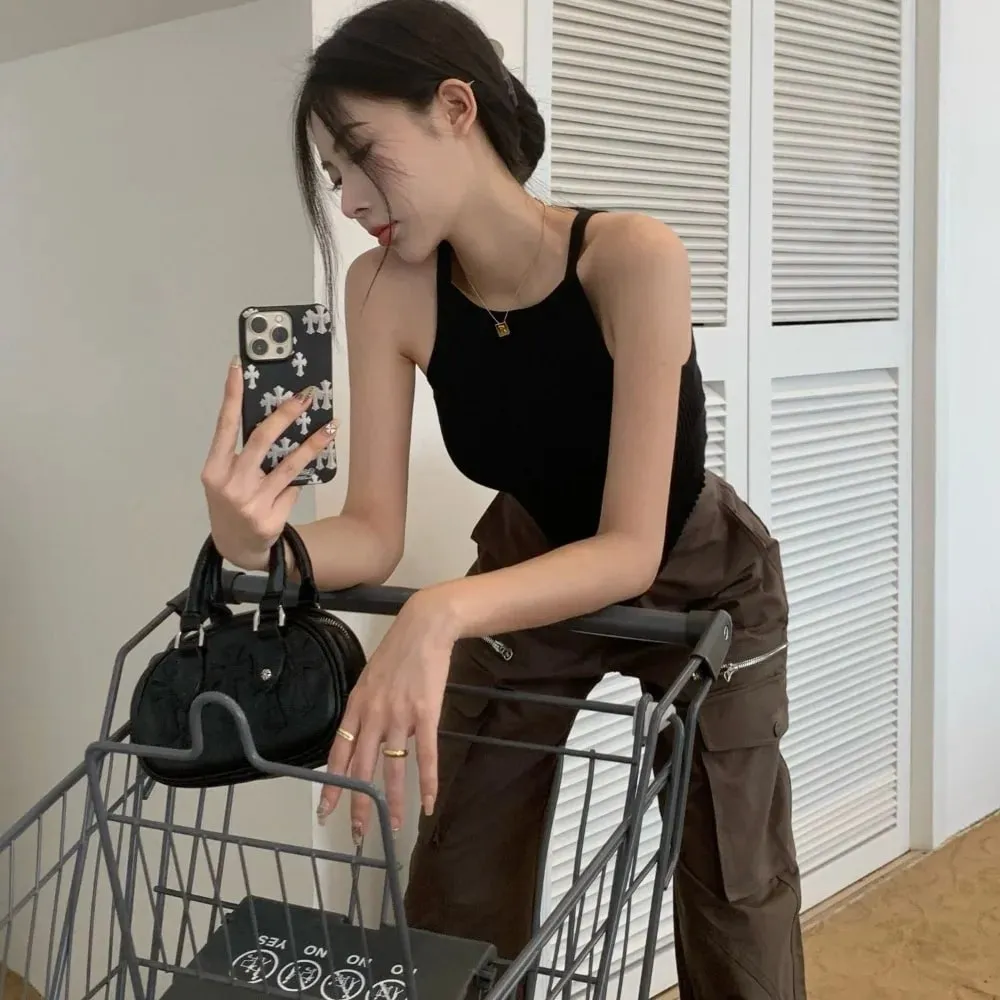New Summer Sexy Sweet Cool Sling Temperament Slim Short Top Spice Girl Casual Sleeveless Top Street — image 8