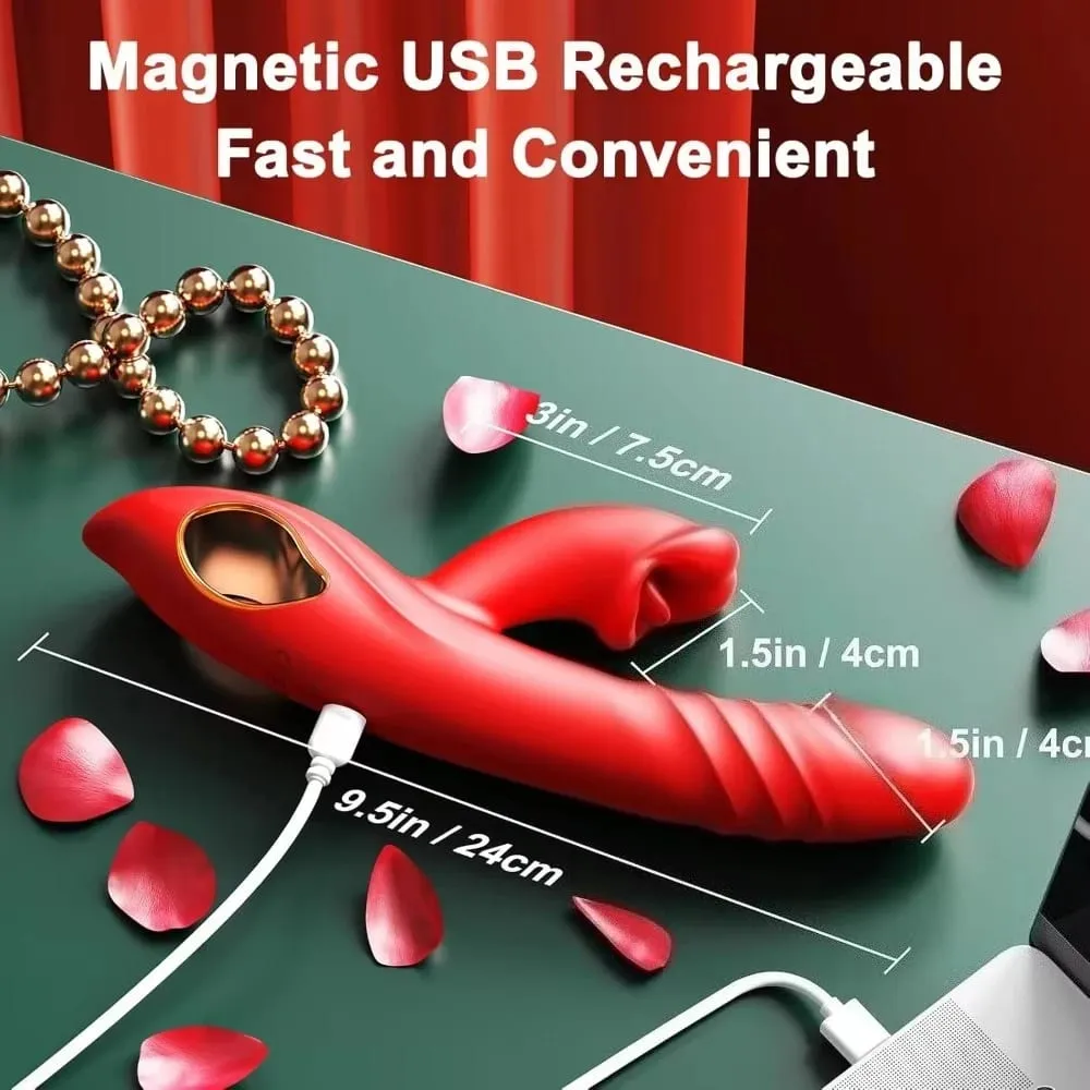 2v1 Thrusting Vibrator G bodové dildo na olizování pochvy pro ženy Sexuální hračka s králičím jazykem Stimulátor klitorisu Anální zátka Potřeby pro dospělé — image 6