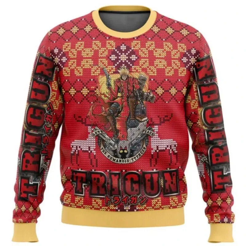 Natal papai noel dos desenhos animados anime graffiti retro inverno feio camisola 3dprint harajuku pulôver giản dị engraçado mang