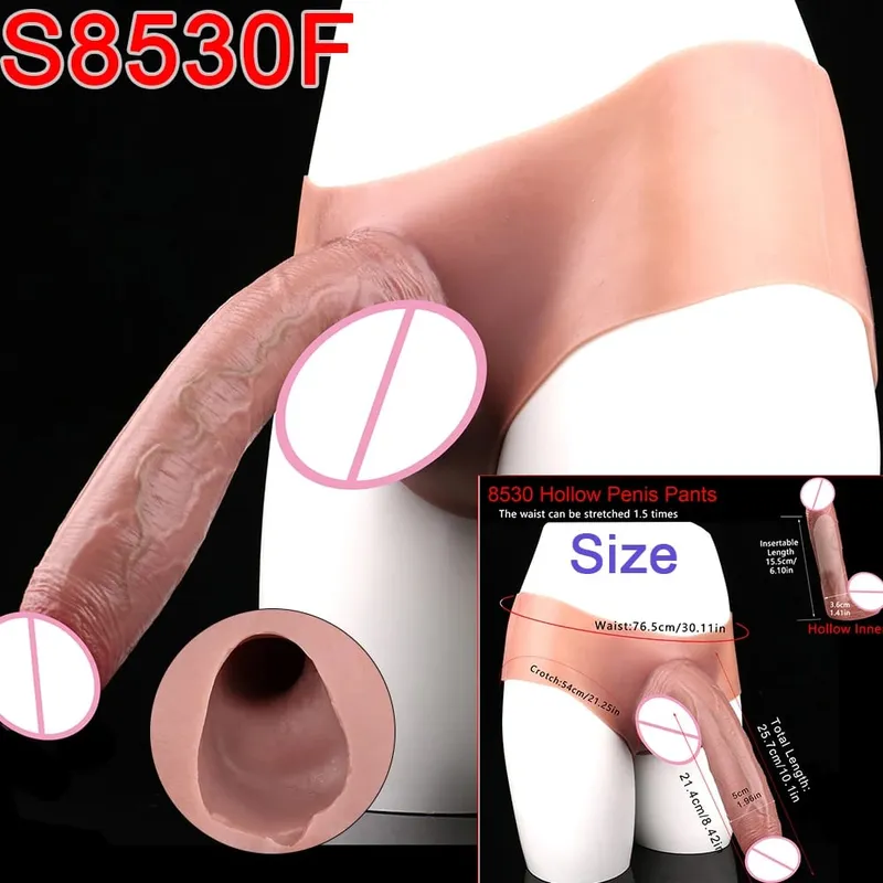 Mandlige Strap-On Long Hollow Dildo Ultra Realistic Penis Extend Sleeve Bukser насадка на член Mandlige Cock Cover Sexlegetøj — image 20