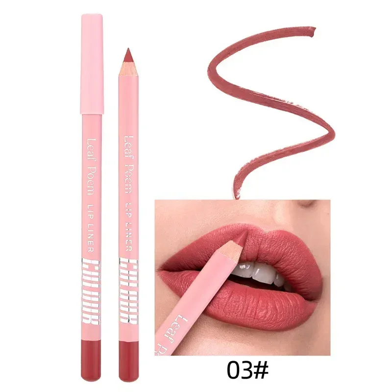 12-Color Waterproof Matte Lip Liner Pencil Lasting Smudge-Proof Lipliner Non-Transfer Formula Precise Outline Lip Pencil Makeup