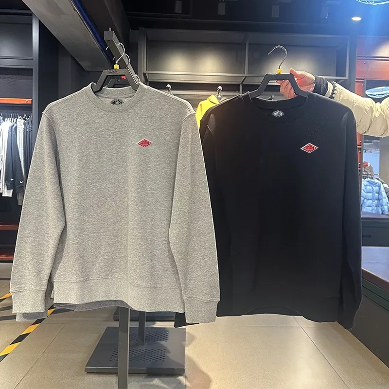 2025 nach Japan exportiert Herbst Dünne Sweatshirt Männer/Frauen Gleiche Stickerei Marke Baumwolle Oansatz Lange Hülse Lose Trainingsanzug Tops