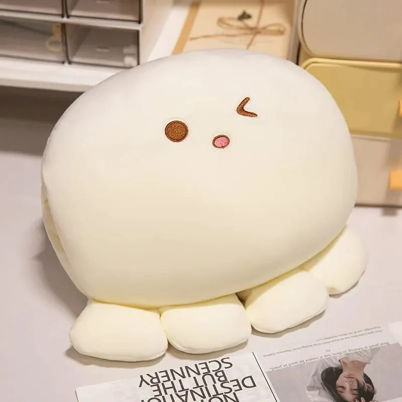 Oreiller en peluche poulpe doux de 35cm, en forme de boule, Animal aquatique, mains chaudes avec trous, plus chaud, visage mignon, Support du dos — image 9