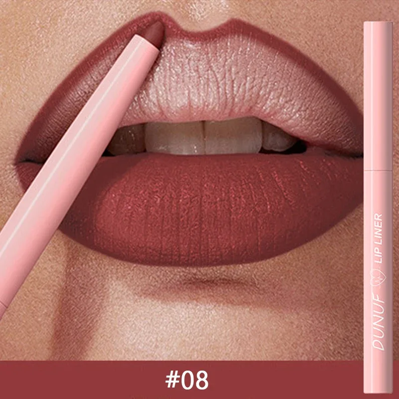 12 Colors Matte Red Brown Lipliner Pencil Waterproof Non-stick Cup Slim Lipstick Make Up Nude Pink Lip Liner Outline Lip Contour