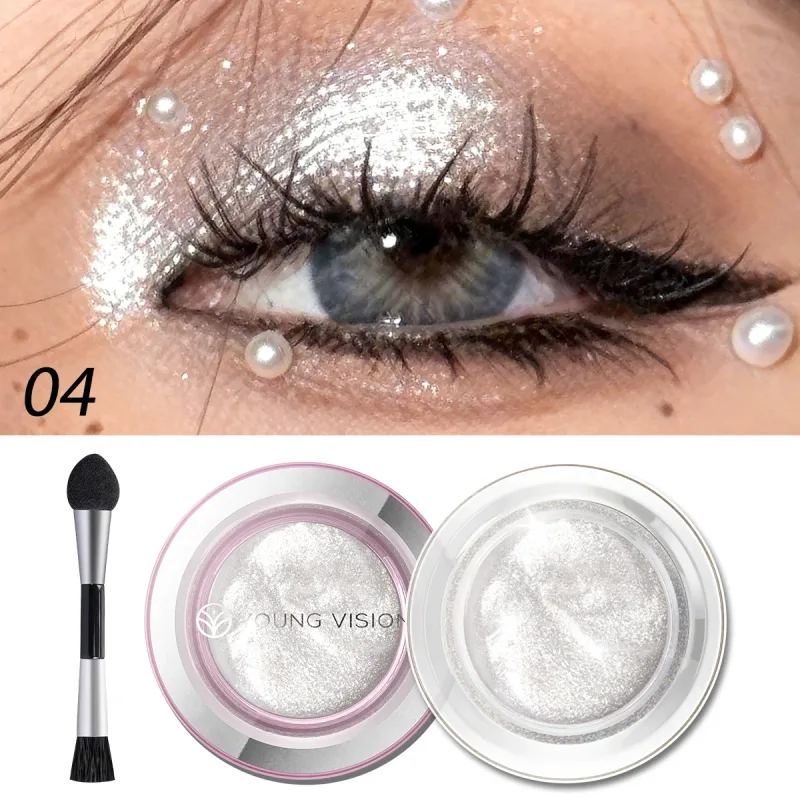 1 st Highlighter Flytande ögonskugga Vattenfast Icke-fet Långvarig Highlight & Smoky Eye Shadow med makeupborste