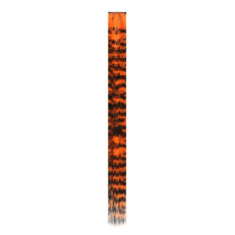 Synthetic Feather Hair Extension Piece One-card leopard Print Wig Colorful Silk Hanging Ear Dyed long Straight Hair Cushion — image 17