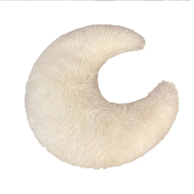 Furry Pillow White Moon Star Cloud Plush Toy Stuffed Adorable Cartoon Weather Huggable Pillow Bedroom Decoration Sofa Cushion — image 3