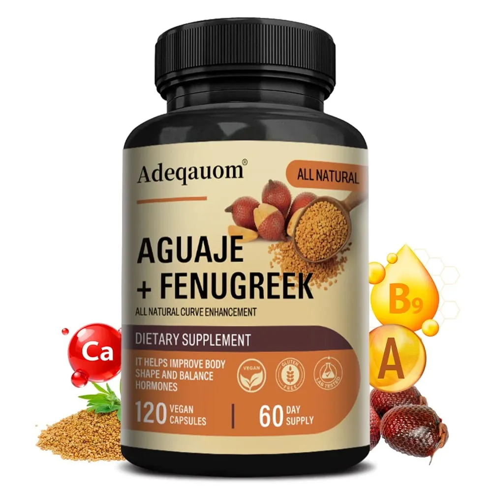 Aguaje + Fenugreek Capsules - 1000mg Υποστηρίζει τους γλουτούς με καμπυλωτό σώμα και στήθος Υποστήριξη ανοσοποιητικής υγείας πλούσια σε πρωτεΐνες και βιταμίνες
