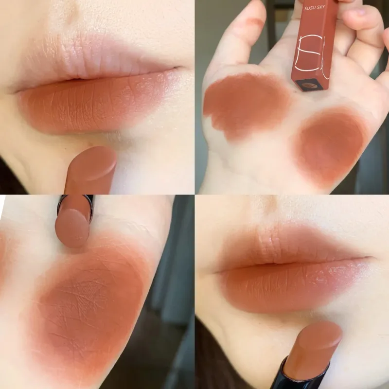 Red Brown Matte Velvet Lip Gloss Waterproof Liquid Lipstick Nude Red Sexy Lip Tint Mud Makeup Latte Coffee Lip Glaze Cosmetics — image 4