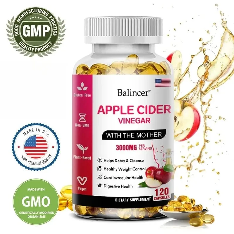 Balincer Apple Cider Vinegar Capsules Fat Burning Appetite Suppressant Healthy Weight Loss Cleanse Vitamin Supplement — image 1