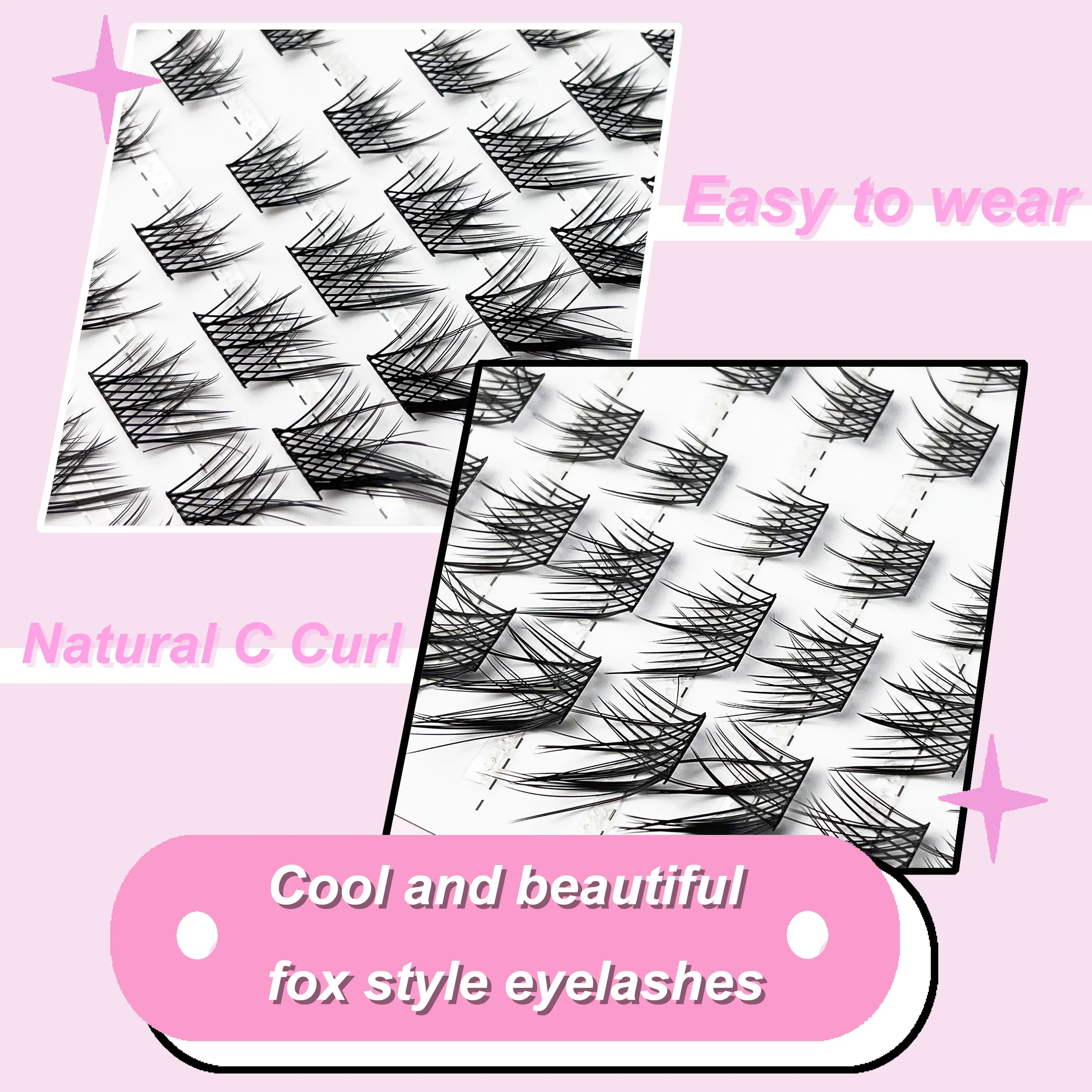 Cluster Lashes Natural Eyelash Extension Fluffy Fox Eye Lashes Mixed Tary Large Capacity Anime Lashes DIY Eyelash Cluster — image 3