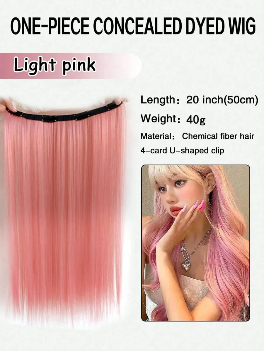 1pc Approx. 20 Inch Long Straight Synthetic Clip-In Hair Extensions Color-Dyed Natural Looking Braids Hair Piece For Women