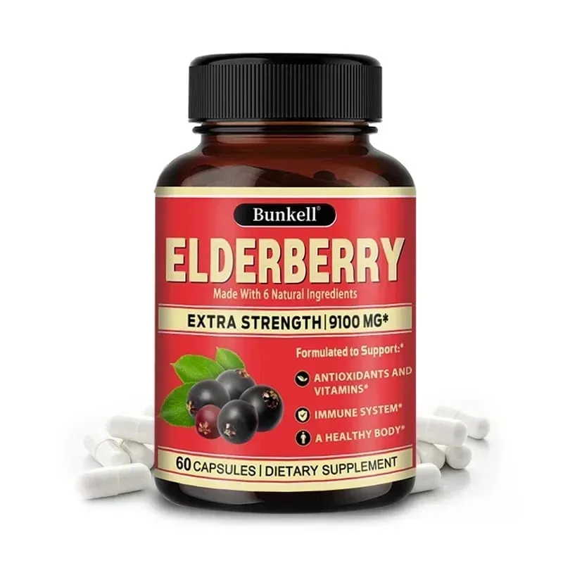 Elderberry Capsules - Rich in Vitamins - Supports Antioxidant Immune System Health Non-GMO Dietary Supplement — image 9
