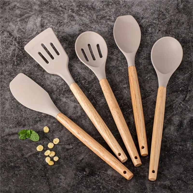 14pcs silicone utensil set with plastic holder — image 6