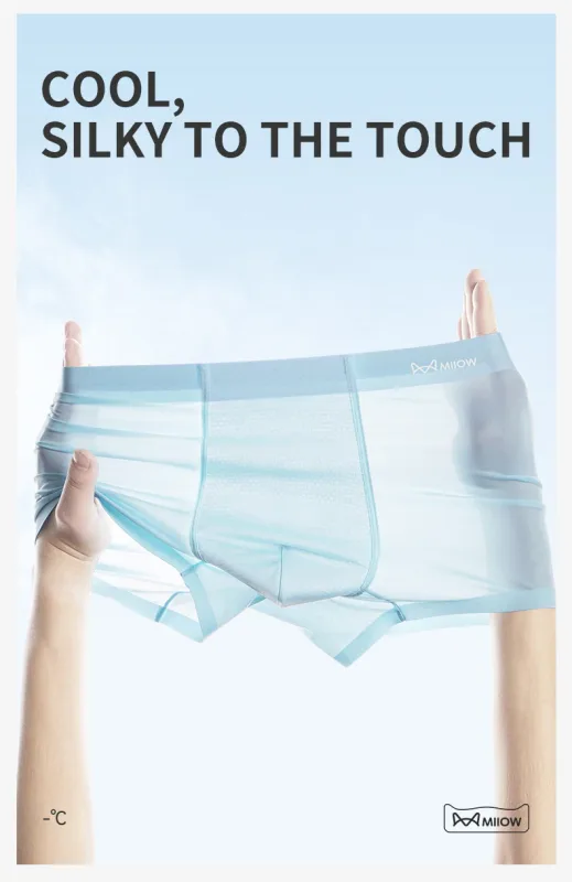 MiiOW 3Pcs Ice Silk Men Panties Mesh Breathable Mens Underpants 10A Antibacterial Crotch Men's Underwear Boxers Man Boxer Briefs — image 13