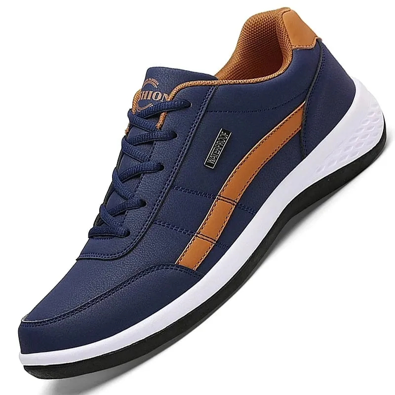 Leather Men Shoes Sneakers Trend Casual Shoe Italian Breathable Leisure Male Sneakers Non-slip Footwear Men Vulcanized Shoes — image 3
