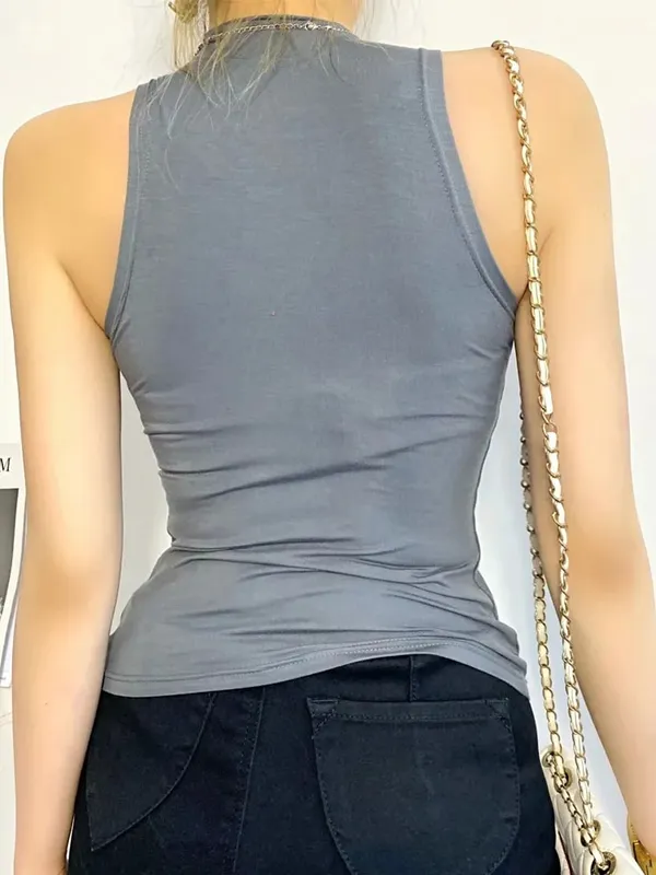 2025 Summer NEW Arrival Women Solid Color Causal Sexy Croped-Top Sleeveless Tank Streetwear