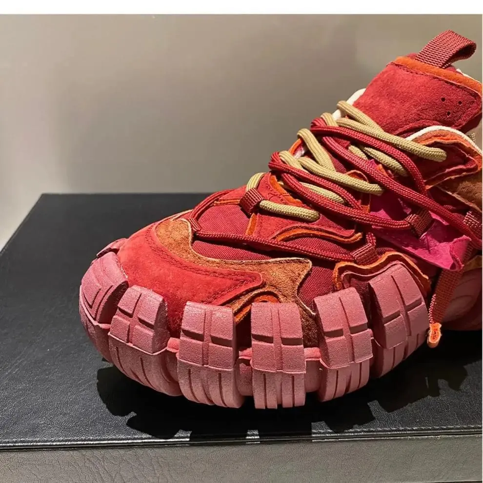 2026 High Quality Men's Platform Shoes Tire Bottom Sneakers British Style Retro Luxury Casual Shoes Fashion Designer Men's Shoes