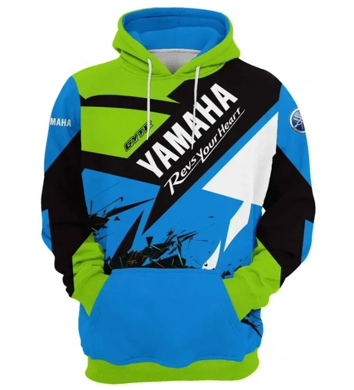 Ang Yamaha men's 3D printed motorcycle hooded pullover shirt na angkop para sa pagsusuot sa kalye at pagsakay sa motorsiklo — image 10