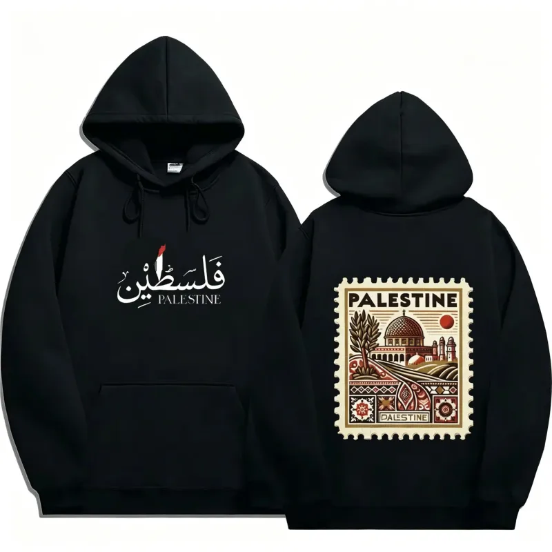 Unisex Autumn Winter Vintage Casual Pullover Sweatshirts Palestine Hoodie Fashion Harajuku Aesthetic Retro Graphic Hoodies Tops — image 1