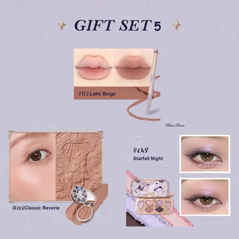 Flowerknows Knight Unicorn Collection Makeup Set Eye Shadow Palette Long Lasting Lipstick Blusher Setting Powder Matte Lipliner — image 12