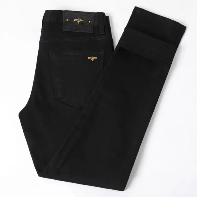 Pure black jeans for men simple fashionable light luxury trendy stretchy slim fit high-end versatile denim long pants