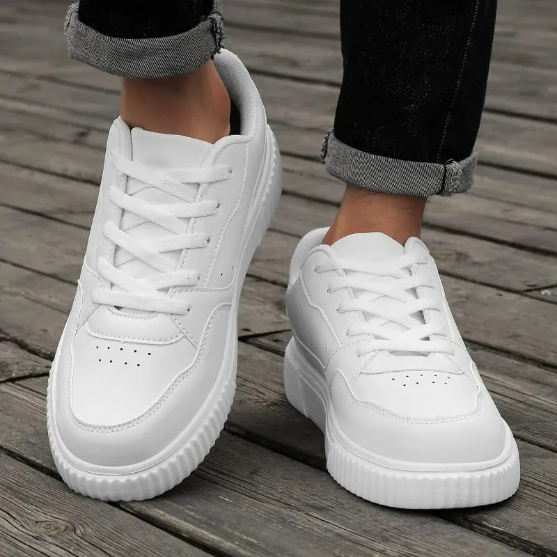 Unisex สีดำรองเท้าสเก็ตบอร์ดแพลตฟอร์มน้ำหนักเบา Minimalist รองเท้าผ้าใบผู้ชายผู้หญิงกีฬารองเท้าลื่นรองเท้าสเก็ตชายสบายๆ — image 2