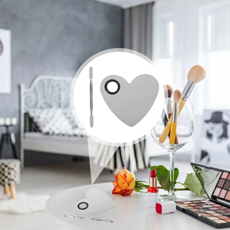 1Set Heart Shape Nail Art Tool Stainless Steel Makeup Plate Easy Clean DIY Manicure Color Mixing Palette — image 5