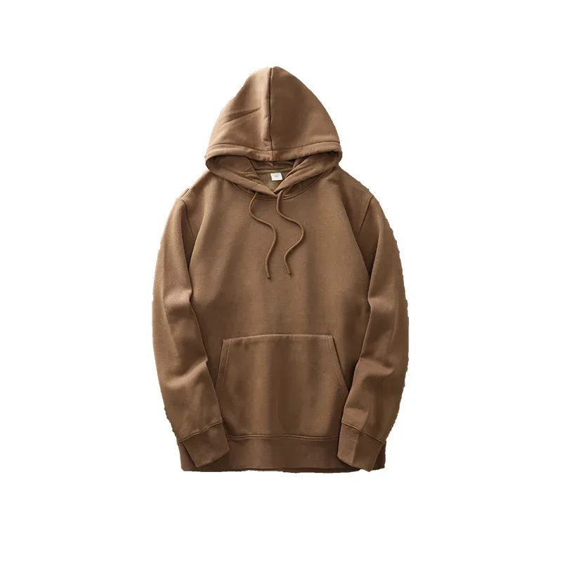 Casual Hooded Shirt for Men Winter Ticken Solid Color Loose Basics Fleece Hoodies Long-Sleeve Sweatshirt Men's Clothing — image 19