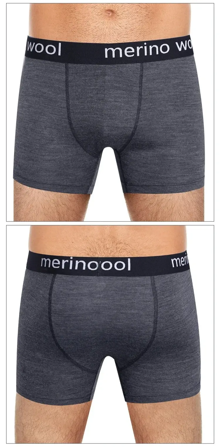 100% Merino Wool Boxer Briefs Men Merino Wool Underwear Boxer Shorts Everyday Soft Breathable Anti-Odor Sports Fitness Boxers