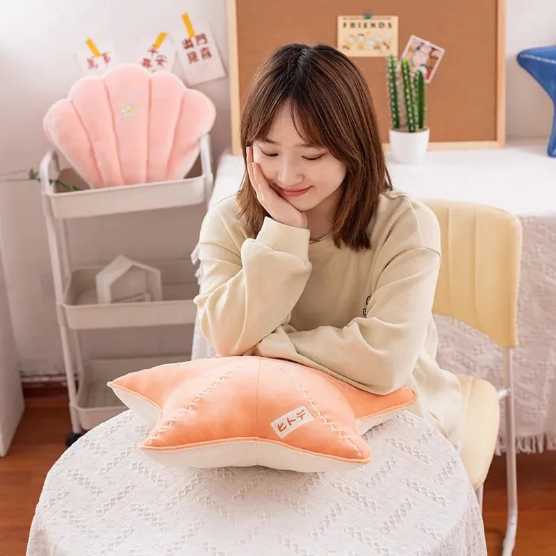 ZU Under Sea Theme Cute Shell Starfish Plush Pillow Sea Star Soft Stuffed Toys Kawaii Pink Room Party Decor — image 5