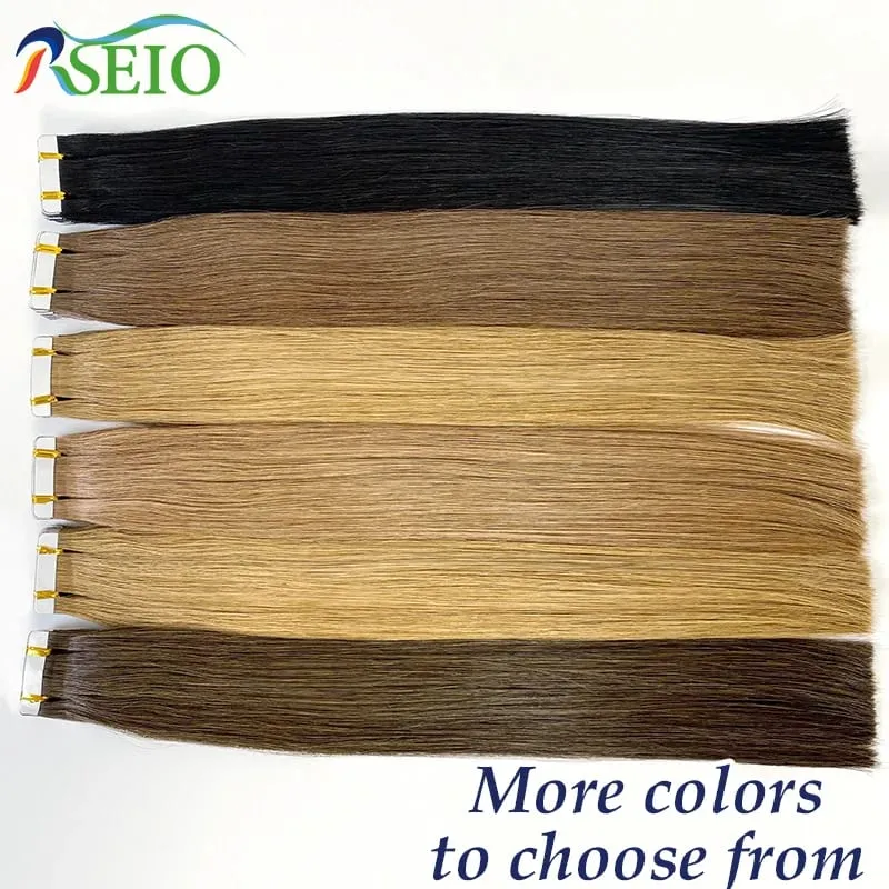 High Quality Straight Tape In Human Hair Extensions 100% Real Natural Hair Extension Black Brown Blonde Invisible For wome — image 4