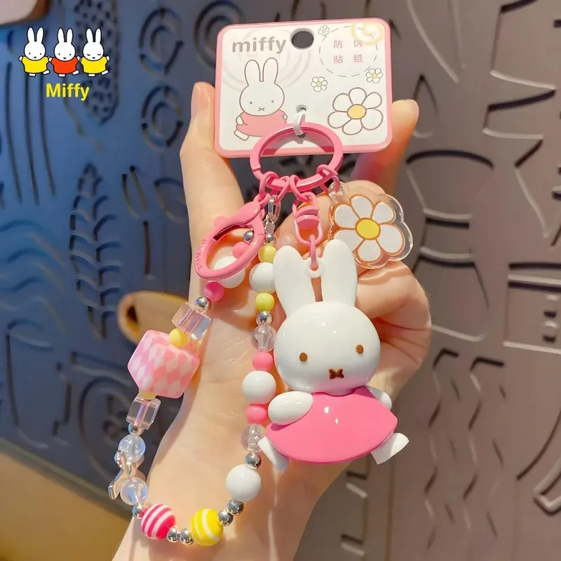 Kawaii Anime Miffy Rabbit Keychain Doll Cutegirlish Cartoon Creative Diy Keychain Schoolbag Gift