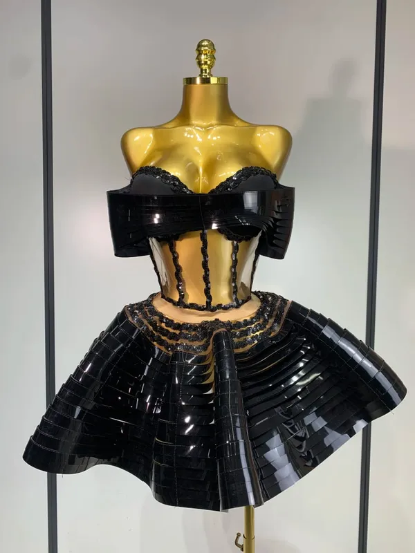 Women Stage Performance Costume Two Piece Set Silver Sequins Rhinestone Fancy Outfit Sexy Backless Shiny Birthday Party Dresses — image 9