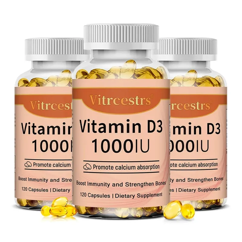 Vitamin D3 1000iu untuk Sokongan Imun Fungsi Otot yang Sihat dan Kesihatan Tulang - 120 Kapsul Sayuran Bebas Gluten Bukan GMO