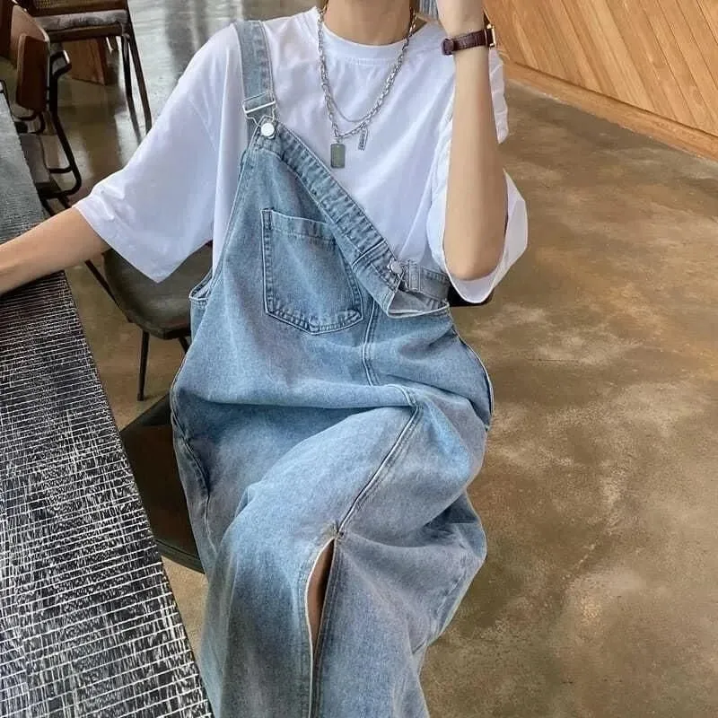 Spring Summer Denim Overall Dress Women Sleeveless Jeans Dresses Fashion Female Solid Slip Casual Loose Spaghetti Strap Dresses — image 5