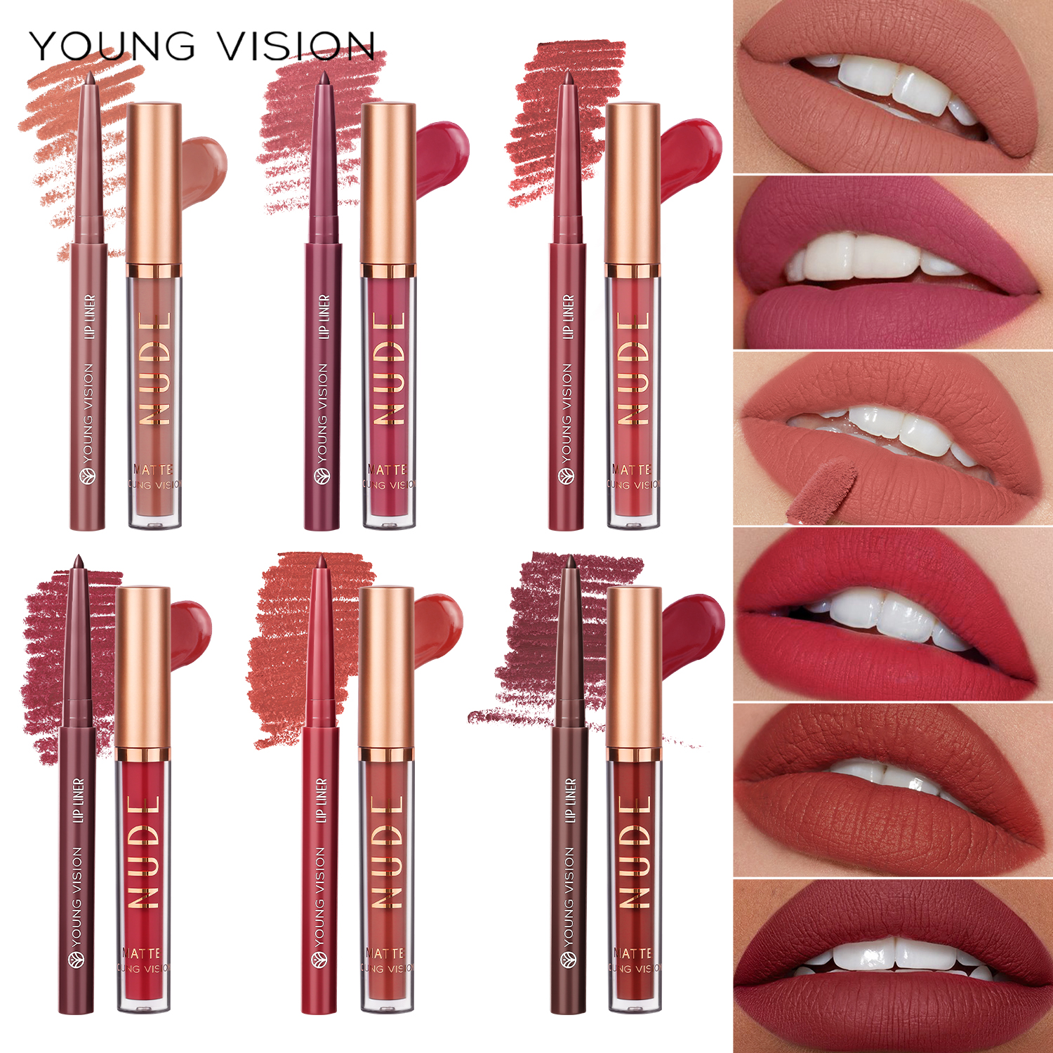 2-color matte long-lasting color lip liner set waterproof anti-sweat non-stick cup lip gloss rotatable lip liner — image 5
