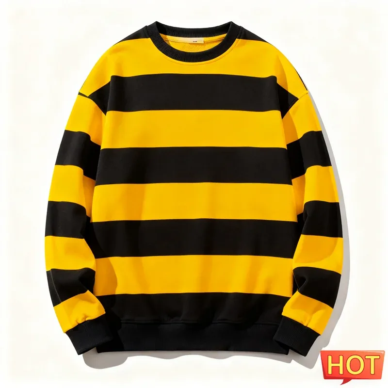 Retro gestreiftes Grafik-Sweatshirt für Herren, schlicht, lässig, langärmelig, 3D-gedruckt, hässliches Sweatshirt, lockere, atmungsaktive O-Ausschnitt-Pullover — image 10