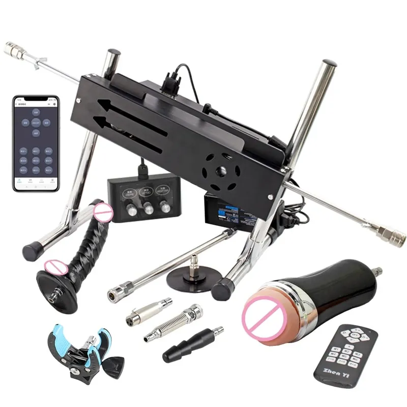 200W Super Powerful Stroke 1-15cm Automatic Masturbation Machine with Dildo Attachments Support Three Controllers Sex Machines