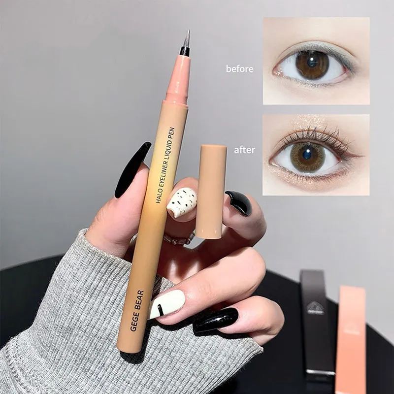 Waterproof Quick Dry Liquid Eyeliner Pen Ultra-fine Matte Black Brown Lasting Lying Silkworm Eyeliner Pencil Natural Eyes Makeup — image 4