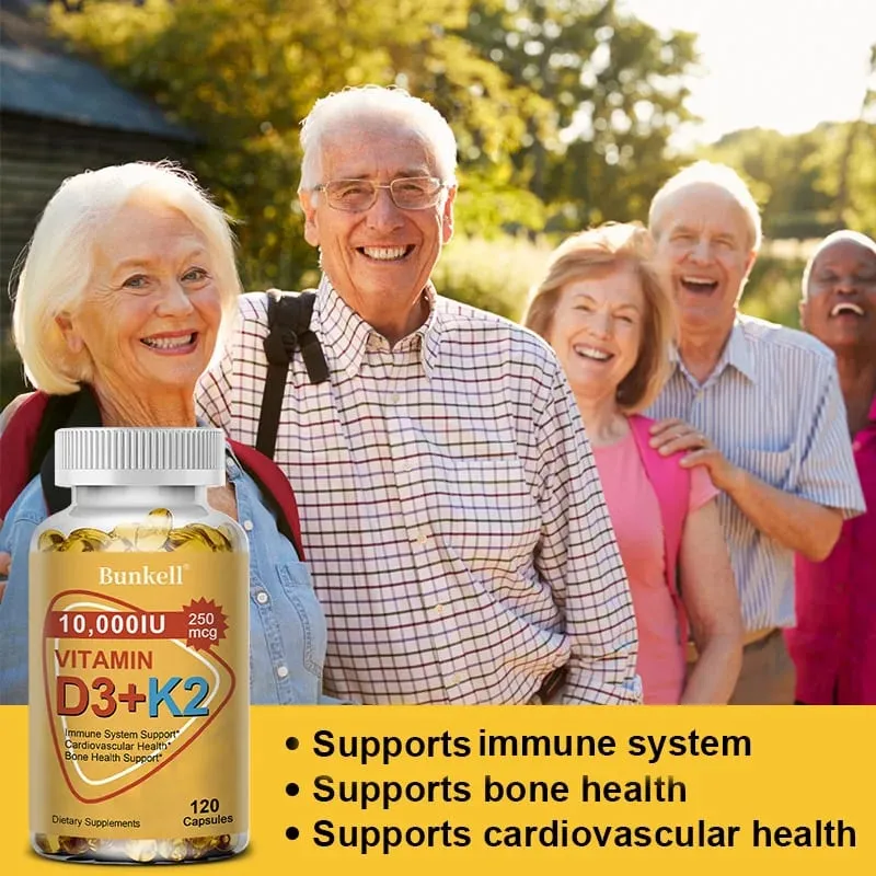 Bunkell Vitamin D3 + K2 with Coconut MCT Oil Vegan D3 10000 IU with K2 200 Mcg for Bone & Immune Health Non-GMO Gluten-Free — image 2