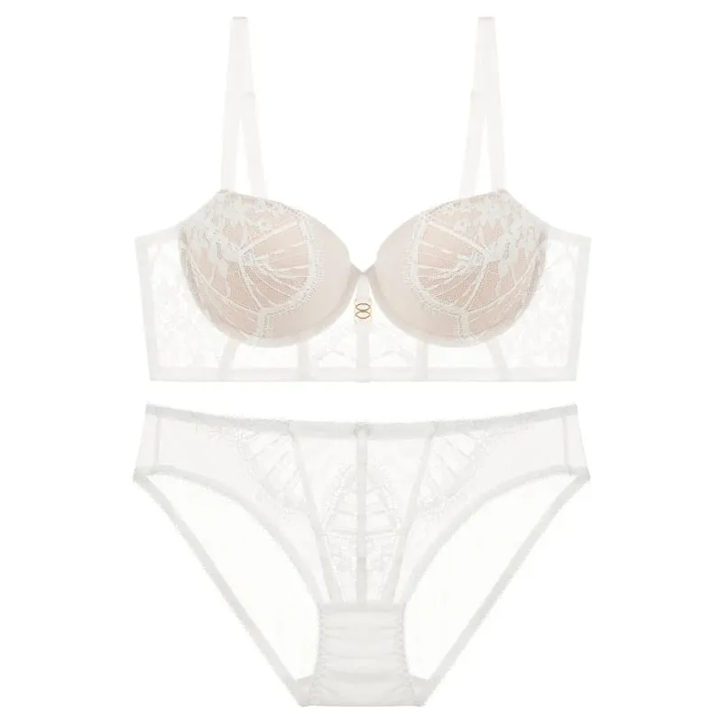 5 Colors Big Size 70-85 ABCD Thicken Push Up Gather Brassiere Women Sexy Underwear Pants Adjustable Lace Female Lingerie Suits