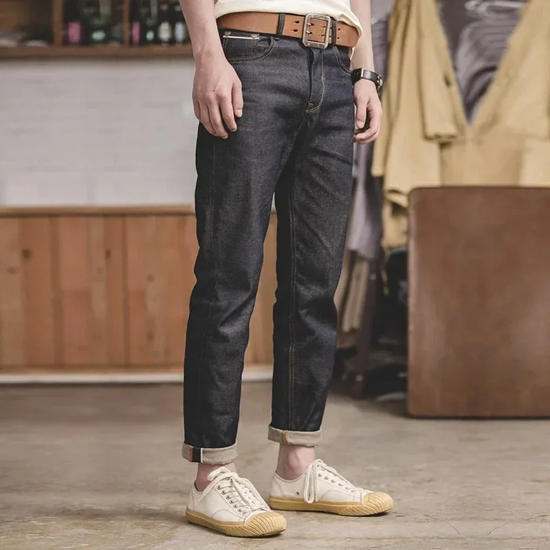Maden Retro 11.6oz Cotton Selvedge Raw Denim Jeans Tapered Regular Fit Jeans with Zipper Fly High Quality Versatile Men's Pants — image 2